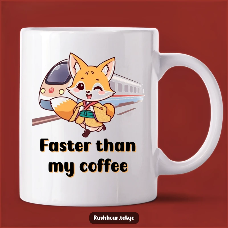 Funny Fox Bullet Train Kimono Mug - Fast-Paced Funny Gift for Speed Lovers