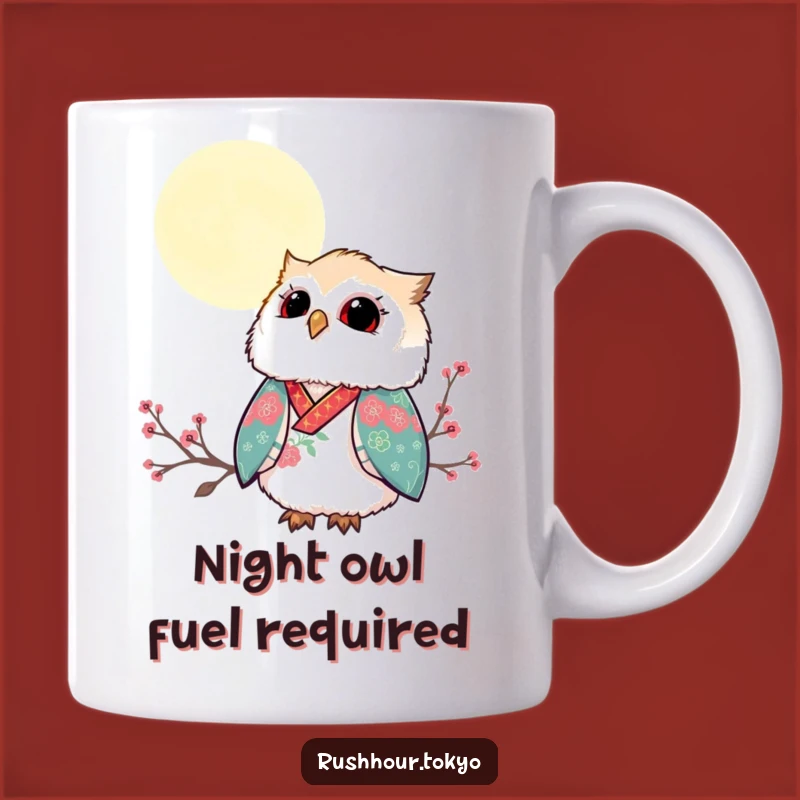 Funny Owl Kimono Mug - Moonlit Sky Wonder - Whimsical Gift for Bird Lovers