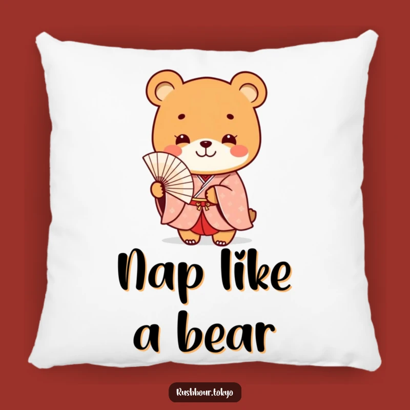 Funny Bear Kimono Pillow - Cozy Smiling Fan Cushion - Decorative Gift