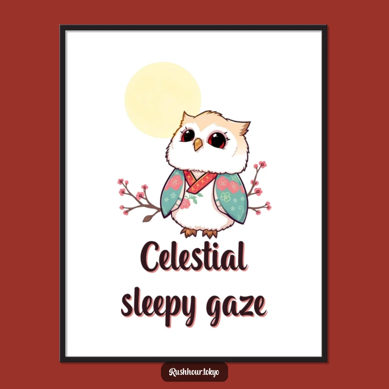 Funny Owl Kimono Digital Art - Moonlit Sky Printable - Instant Download Gift