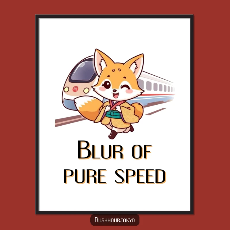 Funny Fox Bullet Train Digital Art - Instant Funny Gift Decor Download