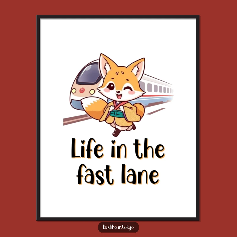 Funny Fox Bullet Train Poster - Dynamic Wall Art for Your Funny Gift Space