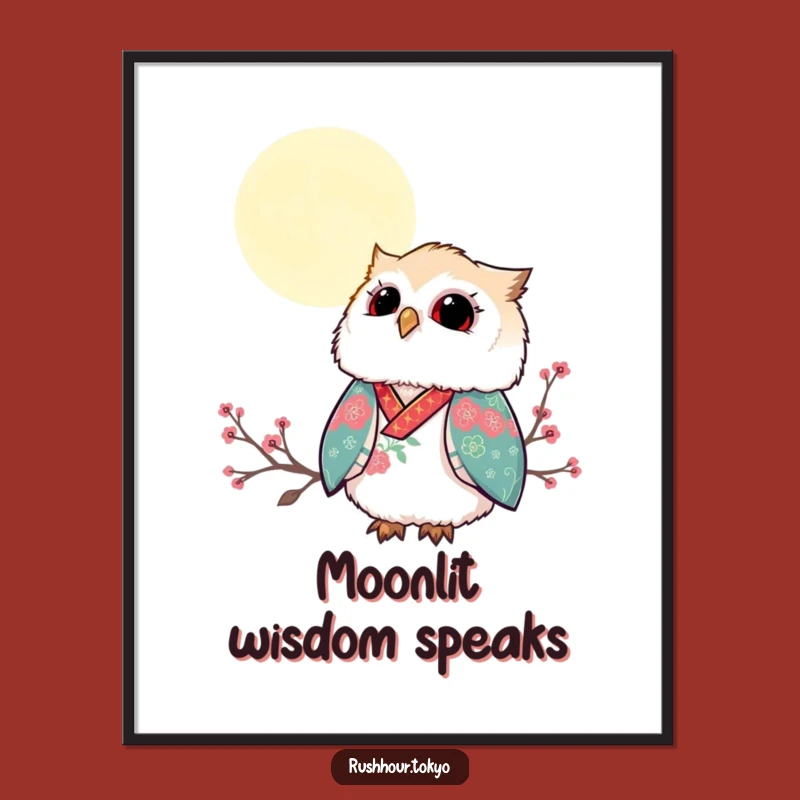 Funny Owl Kimono Art Print - Moonlit Sky Decor - Ethereal Gift for Walls