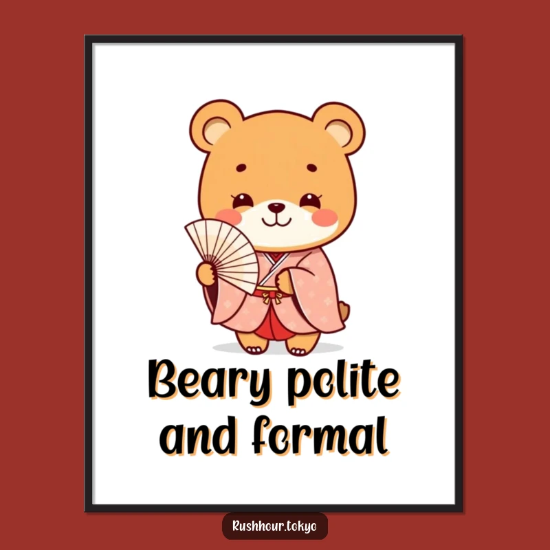 Free Printable Wall Art: Bear Kimono Fan - Funny Playful Downloadable Decor