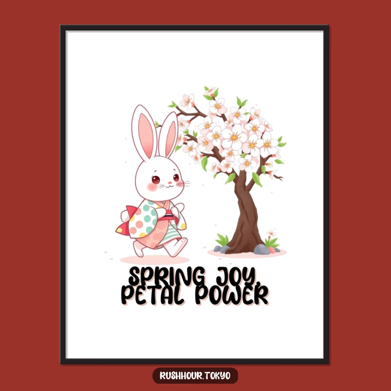 Free Printable Wall Art: Bunny Kimono Cherry Blossoms, Whimsical Downloadable Decor