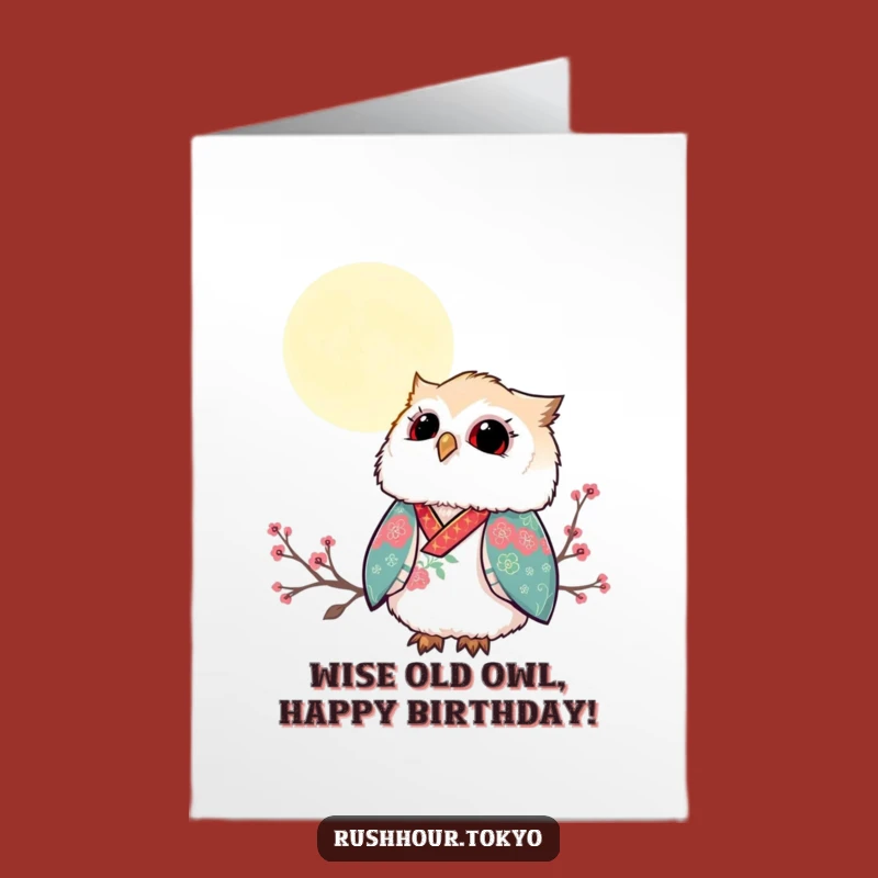 Free Printable Birthday Card: Fluffy Owl Kimono - Funny Night Sky Downloadable Gift