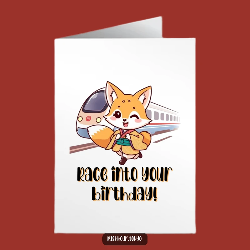 Free Printable Birthday Card: Fox Train Race, Fast Fun, Downloadable Gift