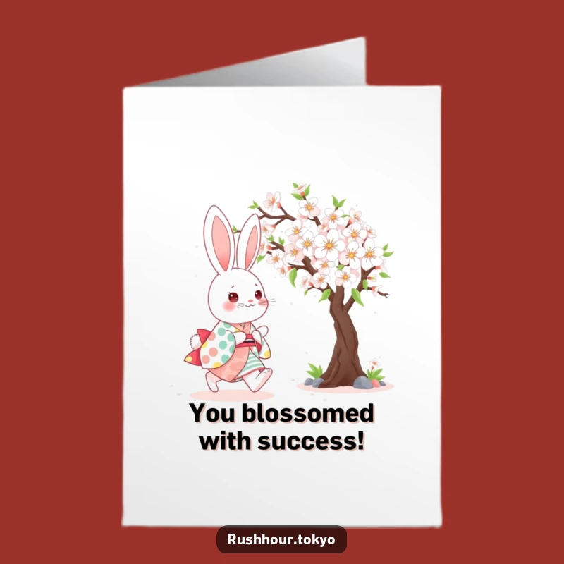 Free Printable Congrats Card: Bunny's Joyful Leap, Festive Downloadable Gift
