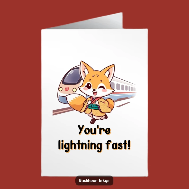 Free Printable Congrats Card: Fox Wins the Race, Speeding Downloadable Gift