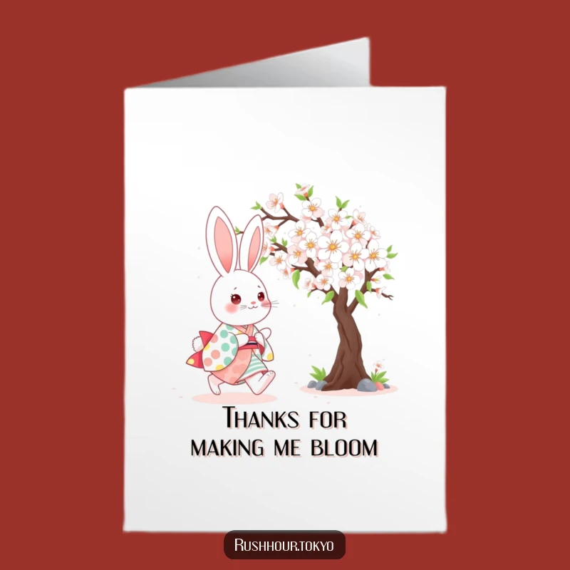 Free Printable Thank You Card: Bunny's Thanks, Cherry Blossom Gift, Downloadable