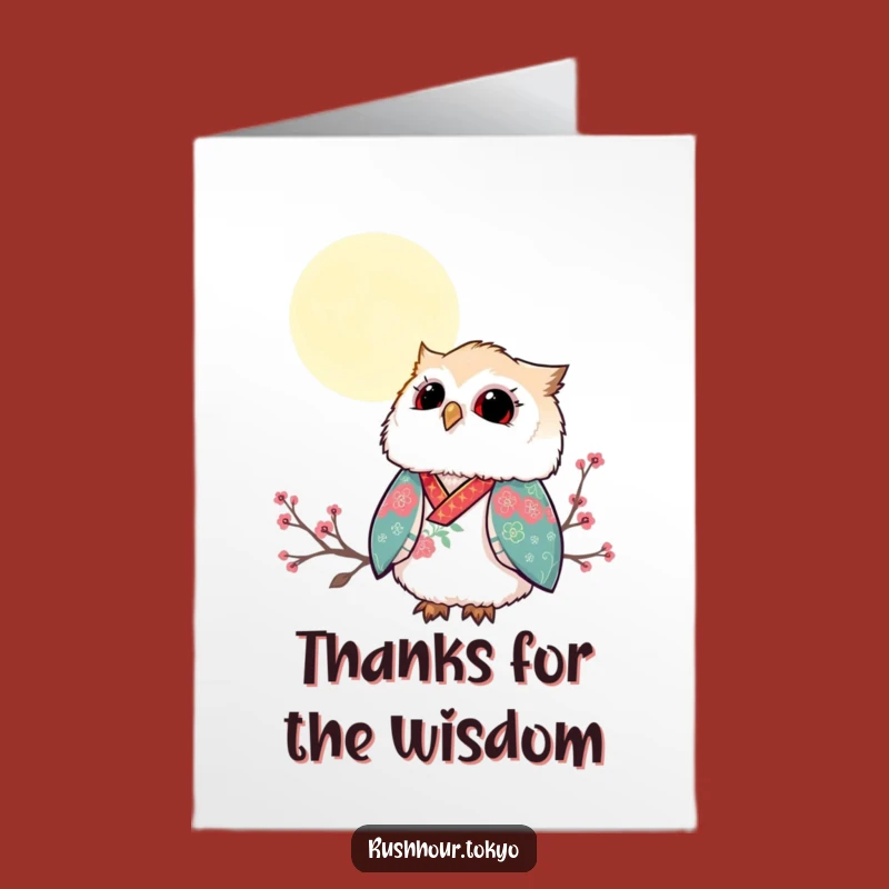 Funny Free Printable Thank You Card: Owl Kimono Moon - DIY Gift