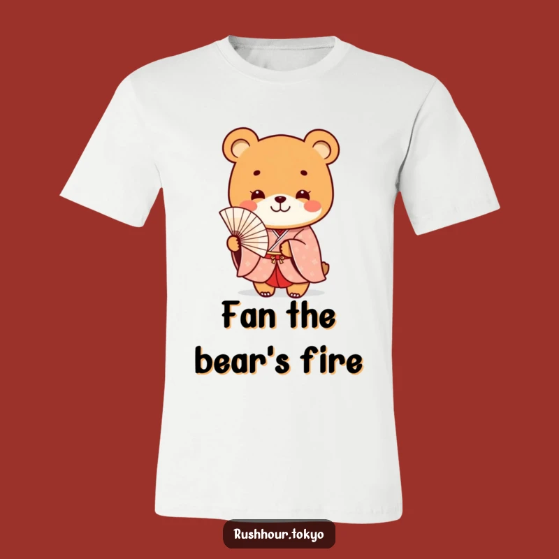 Funny Bear Kimono T-Shirt - Smiling Fan Graphic Tee - Whimsical Gift