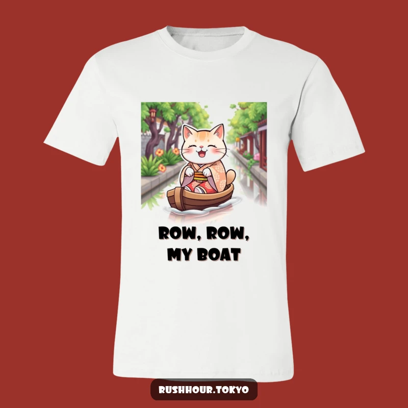 Funny Cat Kimono T-Shirt - Joyful Boat Ride Graphic Tee - Unique Gift