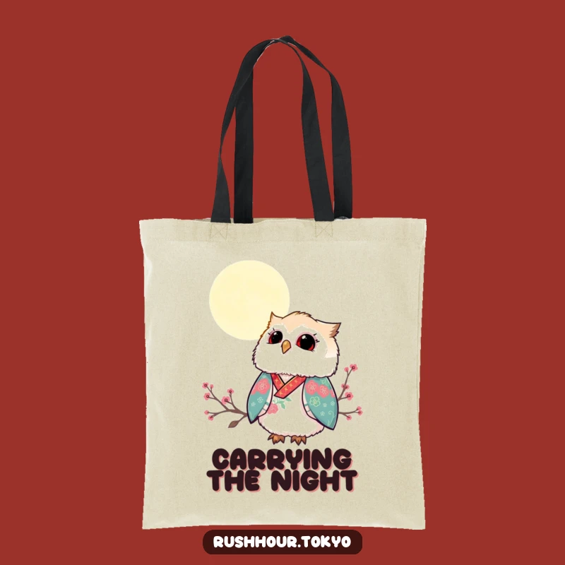 Funny Owl Kimono Tote Bag - Moonlit Sky Canvas Bag - Stylish & Practical Gift