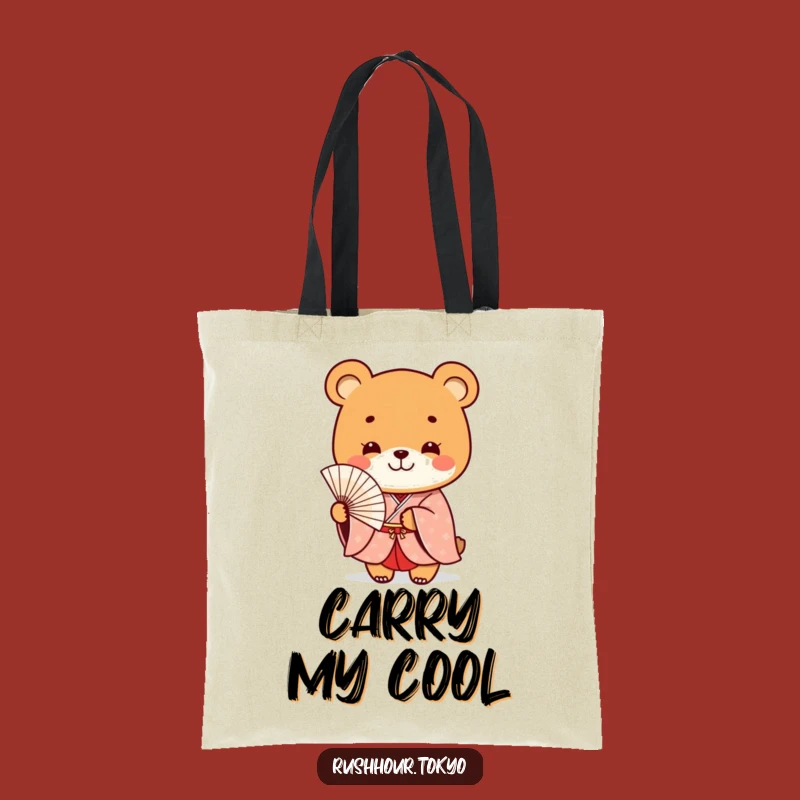 Funny Bear Kimono Tote Bag - Smiling Fan Canvas Bag - Stylish & Practical Gift