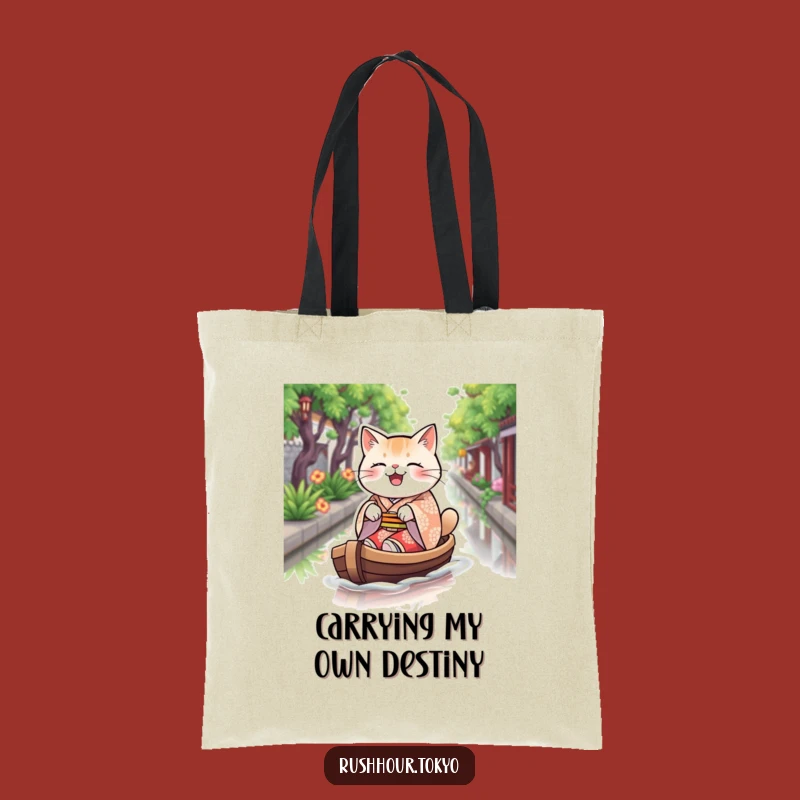 Funny Cat Kimono Tote Bag - Joyful Boat Ride Canvas Bag - Practical Gift